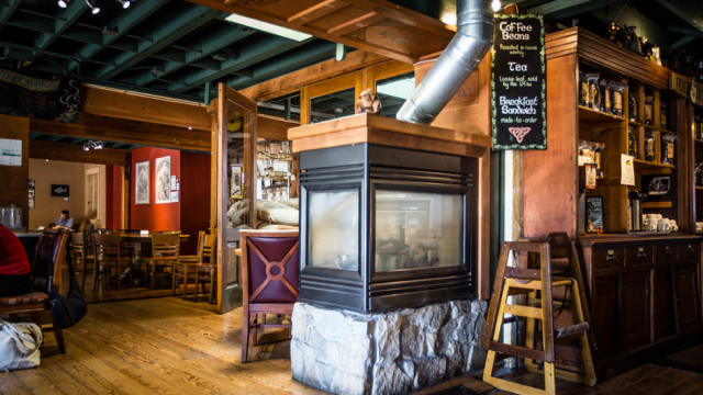 Coffee shop counter and seating area